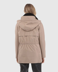 Parka With Detachable Hood And Select Shearling Lamb Collar, Removable Vest (2 Pcs) | Tan/Black