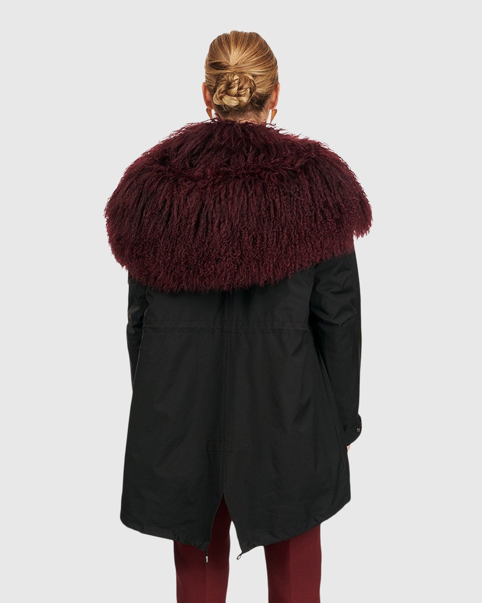 Parka With Lamb Trim | Aubergine/Black