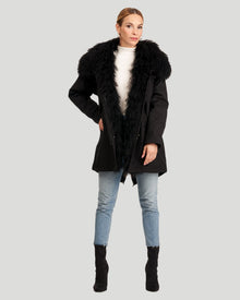 Parka With Lamb Trim | Women | Black x Black