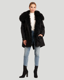 Parka With Lamb Trim | Women | Black x Black