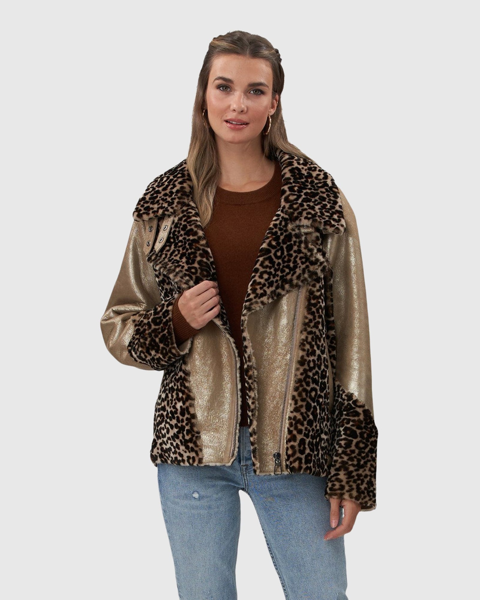 Printed Select Shearling Lamb Zip Moto Jacket | Mini Lprd