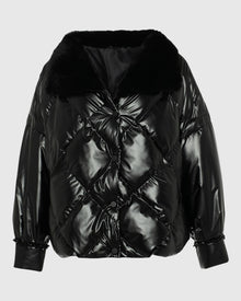Quilted Jacket With Select Shearling Lamb Collar | Black