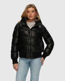 Quilted Leather Jacket With Detachable Sleeves | Black