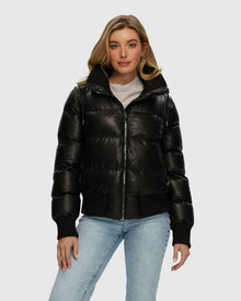 Quilted Leather Jacket With Detachable Sleeves | Black