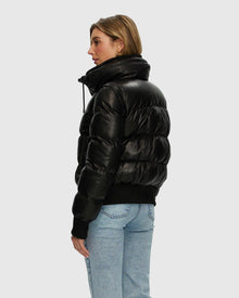 Quilted Leather Jacket With Detachable Sleeves | Black