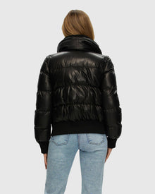 Quilted Leather Jacket With Detachable Sleeves | Black