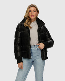 Quilted Leather Jacket With Detachable Sleeves | Black