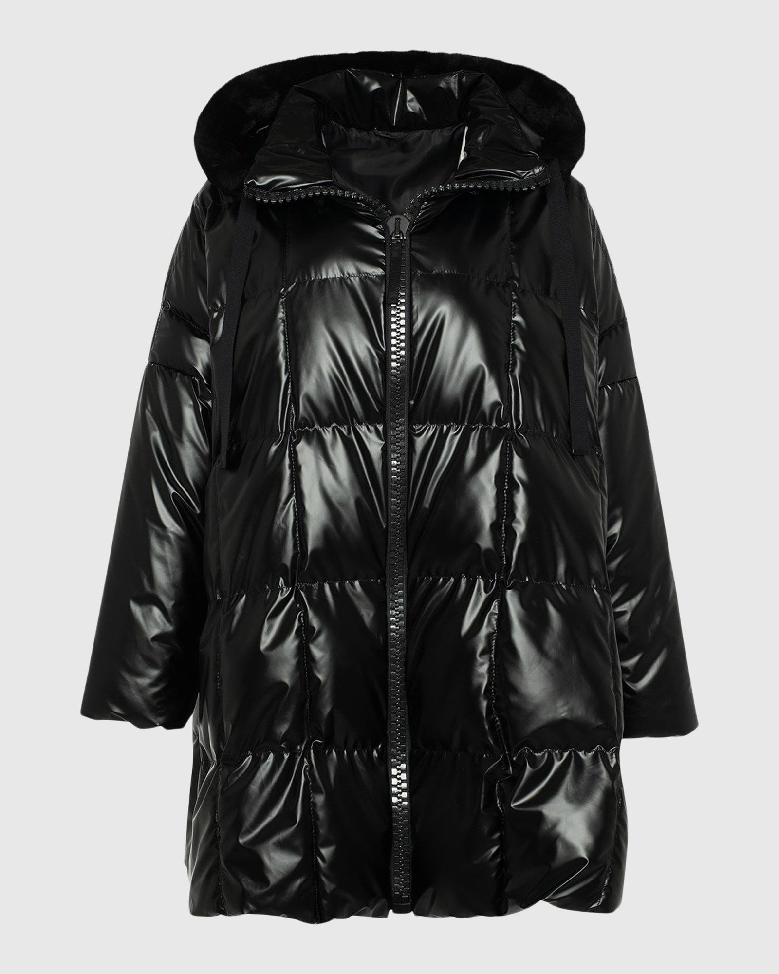 Quilted Parka With Select Shearling Lamb Hood Trim | Black