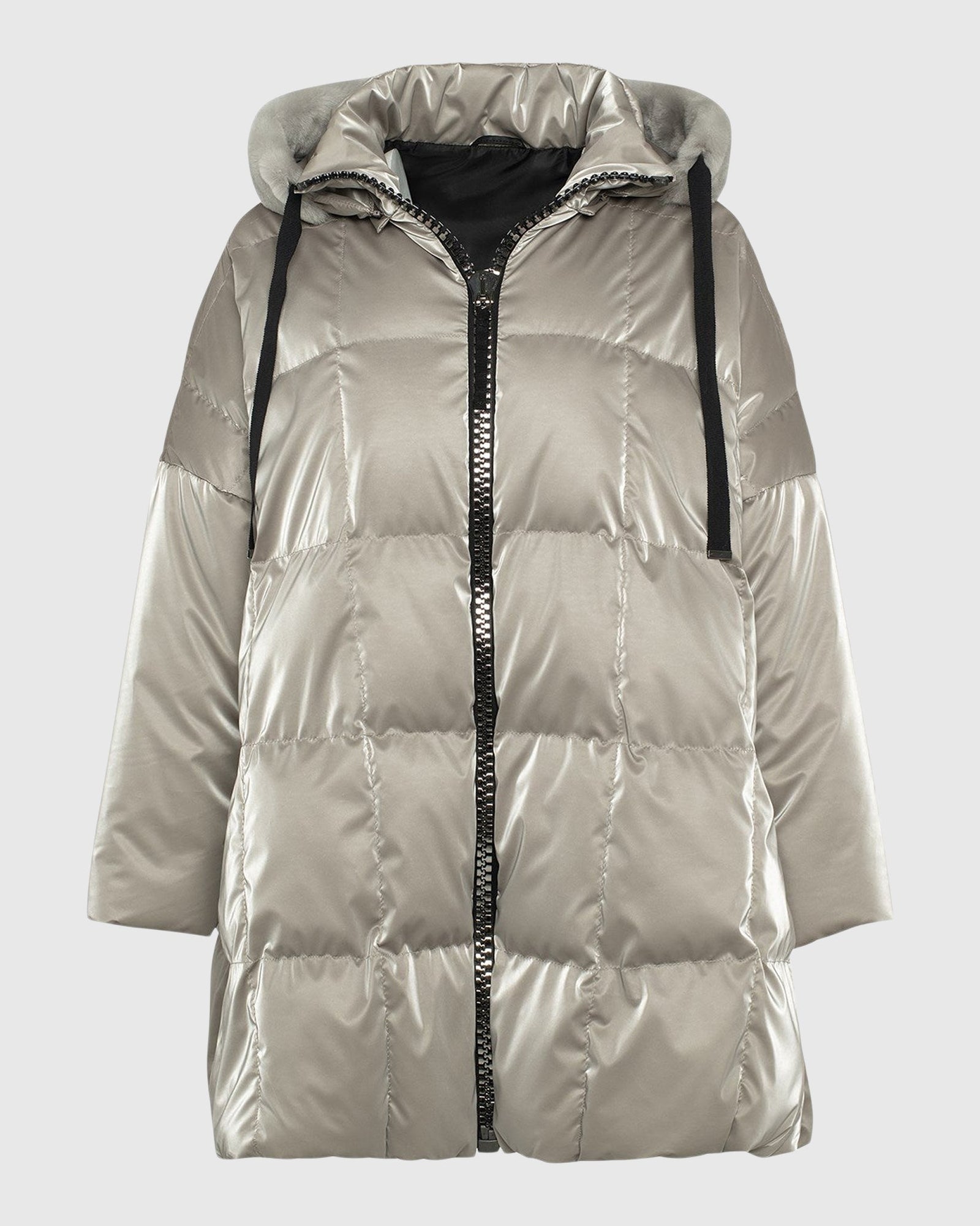 Quilted Parka With Select Shearling Lamb Hood Trim | Greige