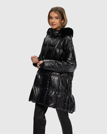 Quilted Parka With Select Shearling Lamb Hood Trim | Black