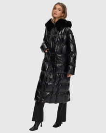 Quilted Parka With Shearling Lamb Hood Trim | Black