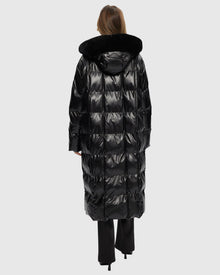 Quilted Parka With Shearling Lamb Hood Trim | Black