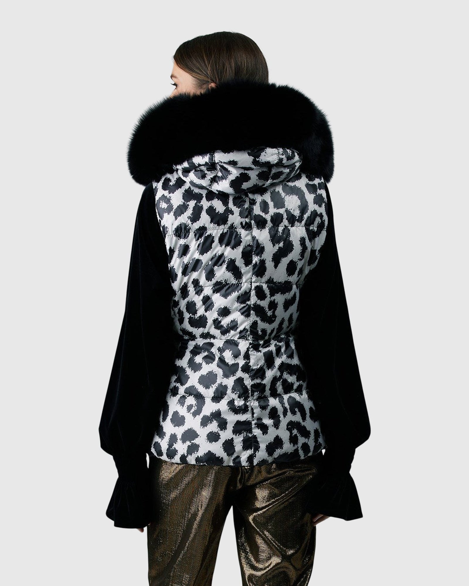 Reversible Après-Ski Vest With Detachable Fox Hood Trim | Snow Lprd/Black