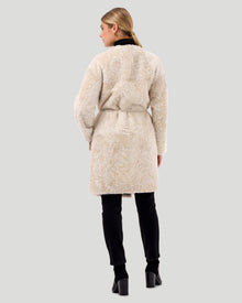 Reversible Collarless Select Shearling Lamb Short Coat With Buttons | Women | Beige x Beige