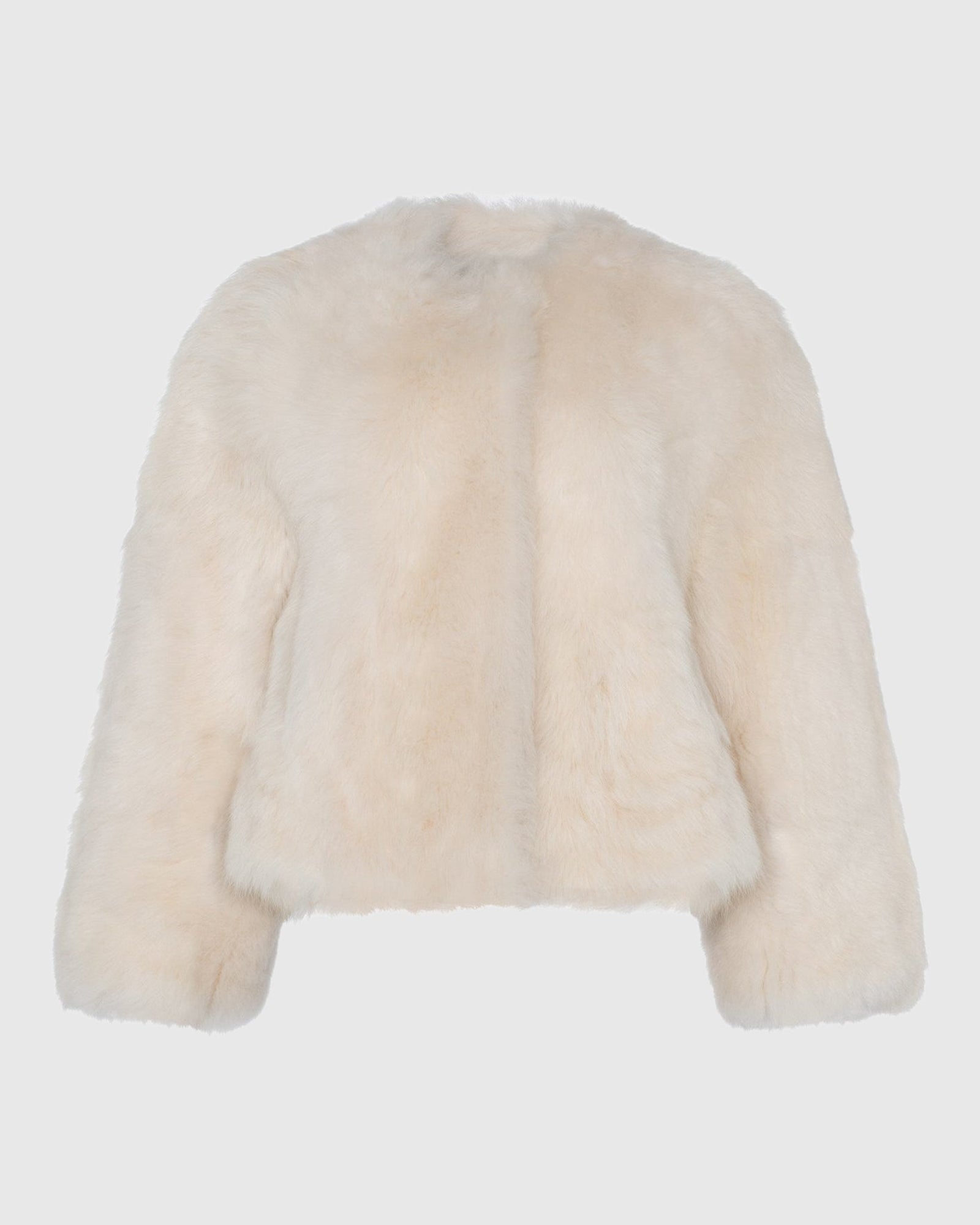 Reversible Collarless Toscana Shearling Lamb Jacket with 3/4 Sleeves | Beige