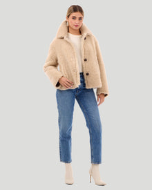 Reversible Long Hair Shearling Lamb Jacket | Women | Beige x Beige