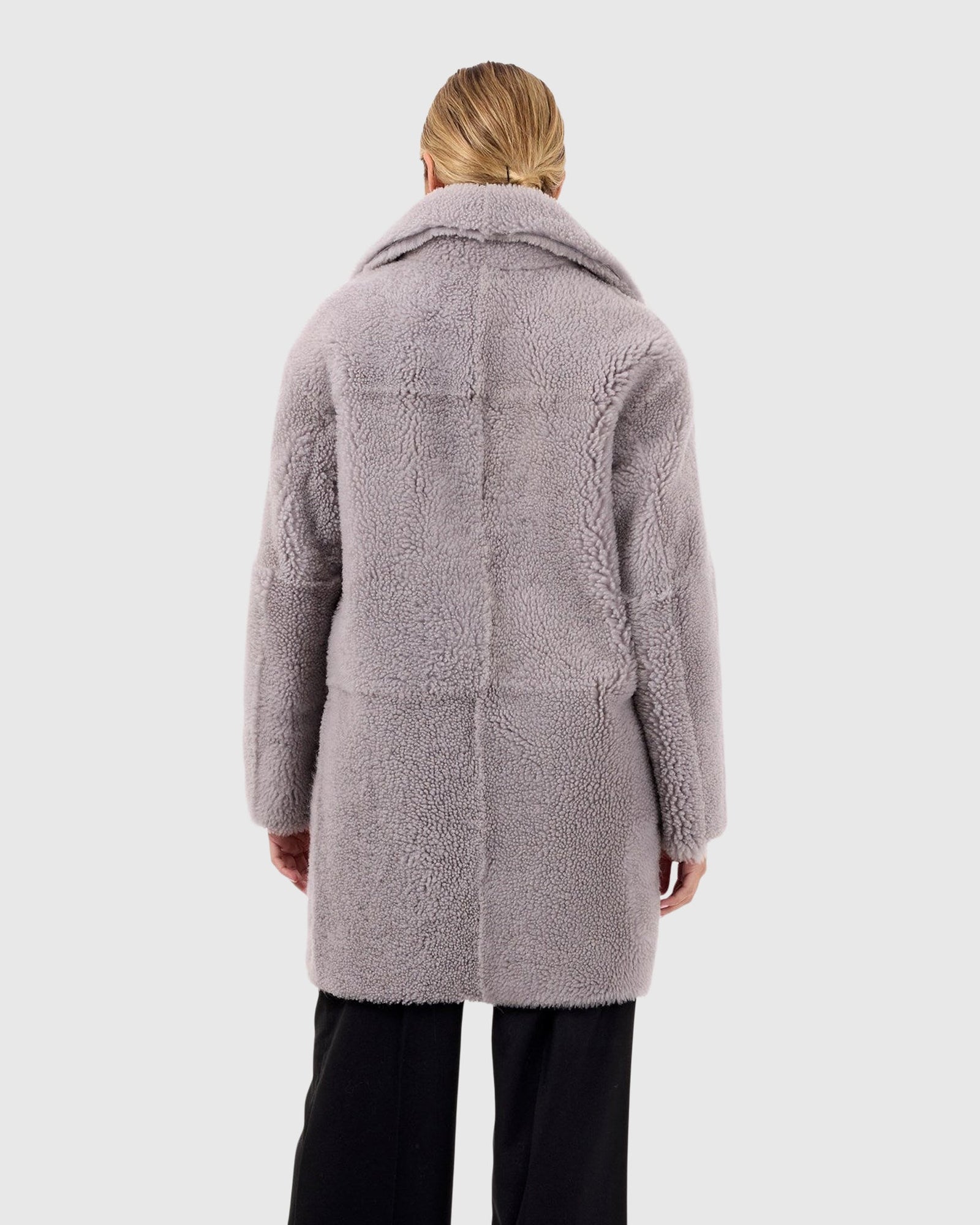 Reversible Long Hair Shearling Lamb Stroller | Gray/Gray