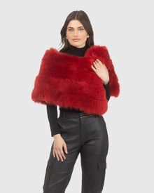Reversible Merinillo Shearling Lamb Cape | Red/Red