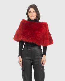 Reversible Merinillo Shearling Lamb Cape | Red/Red