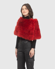 Reversible Merinillo Shearling Lamb Cape | Red/Red