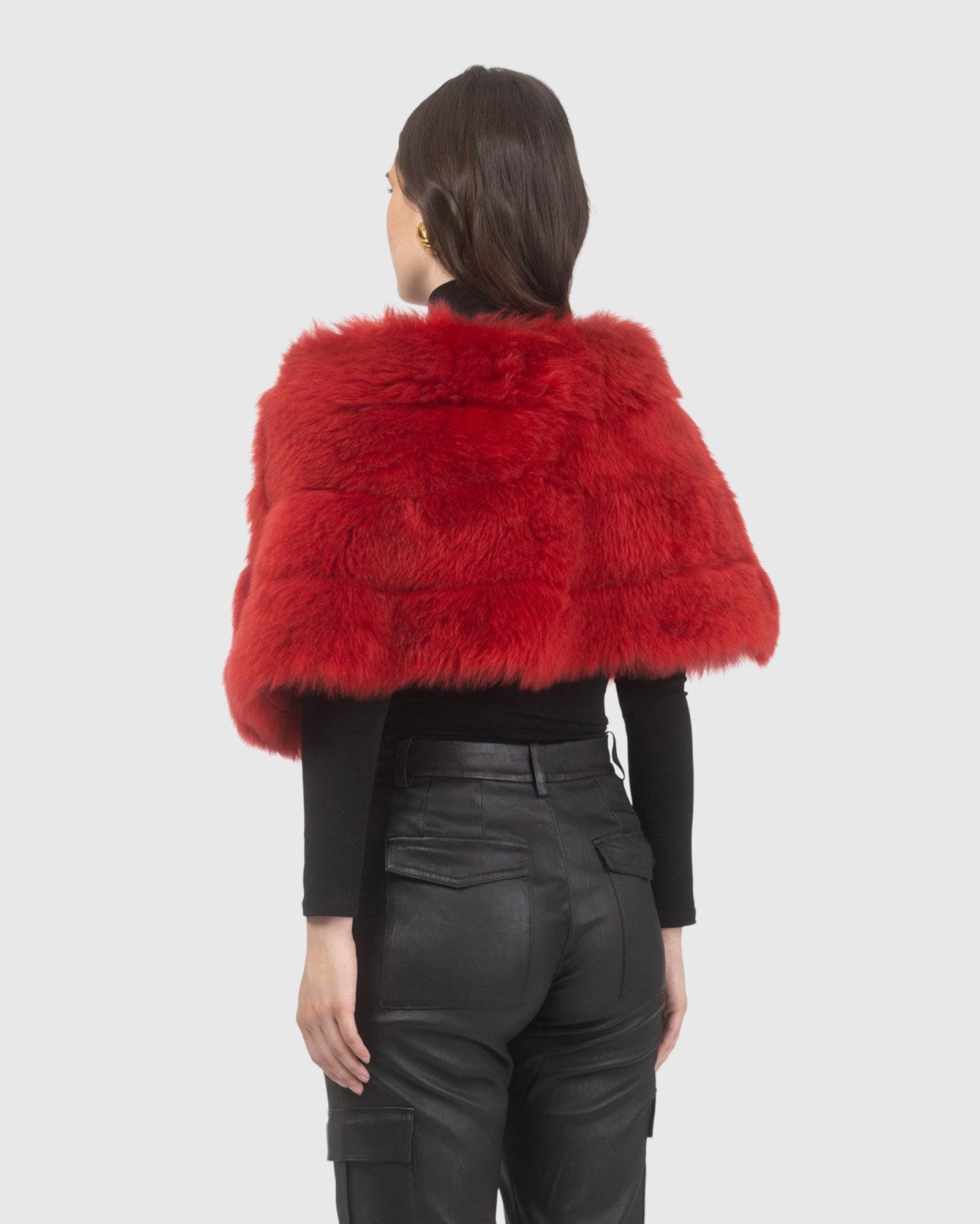 Reversible Merinillo Shearling Lamb Cape | Red/Red