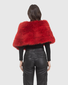 Reversible Merinillo Shearling Lamb Cape | Red/Red