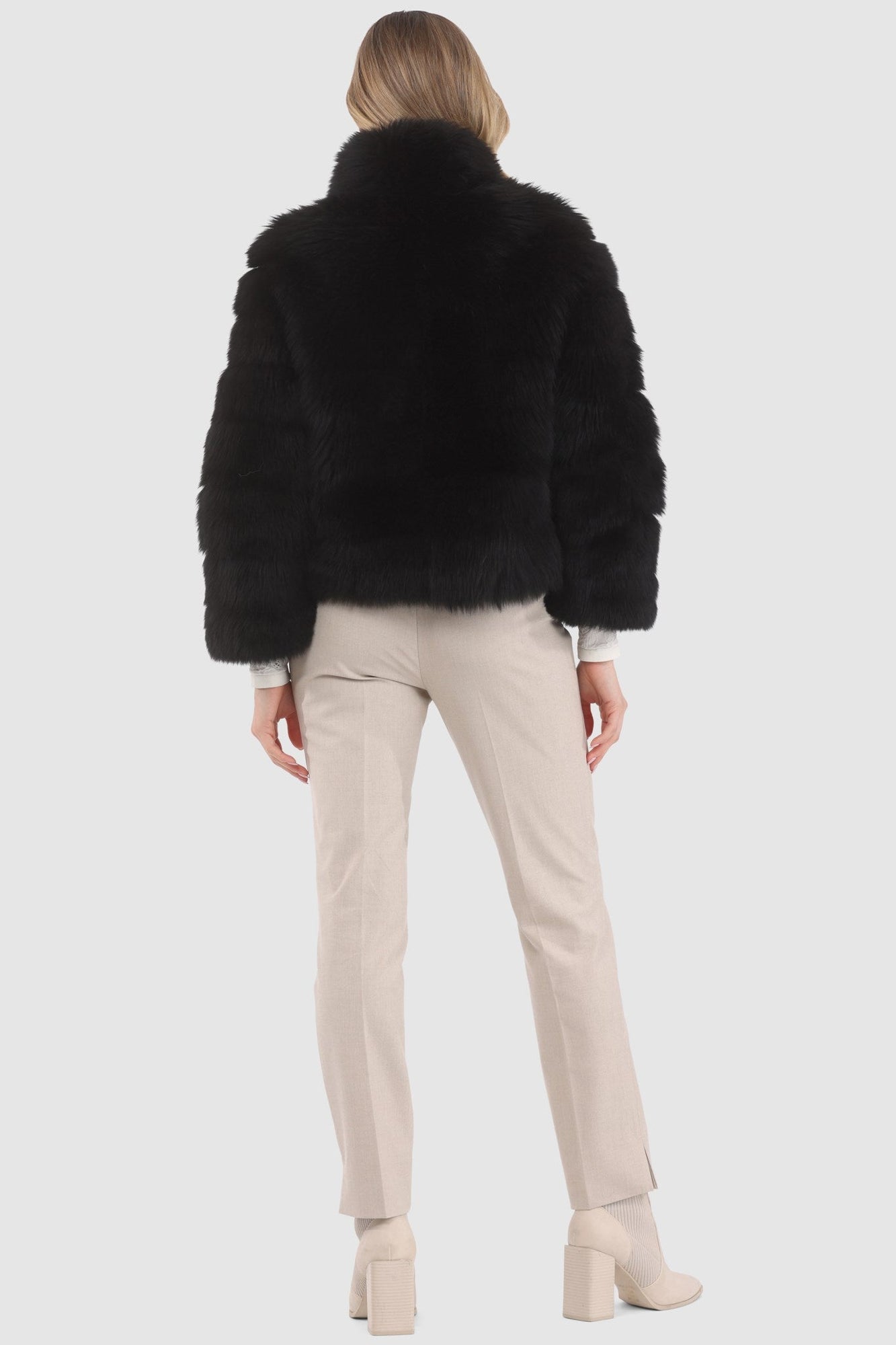 Reversible Merinillo Shearling Lamb Jacket With Cropped Sleeves | Women | Black x Black