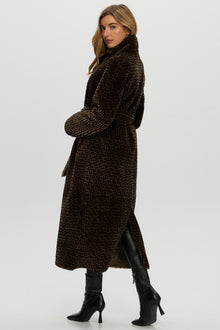 Reversible Merino Shearling Lamb Coat | Women | Brown x Black Print