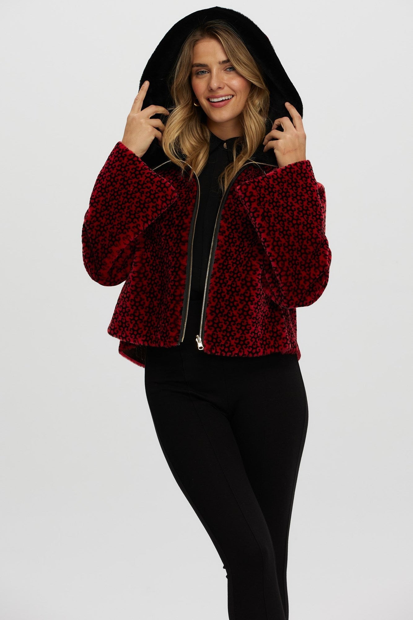 Reversible Merino Shearling Lamb Jacket | Women | Red x Black Insignia