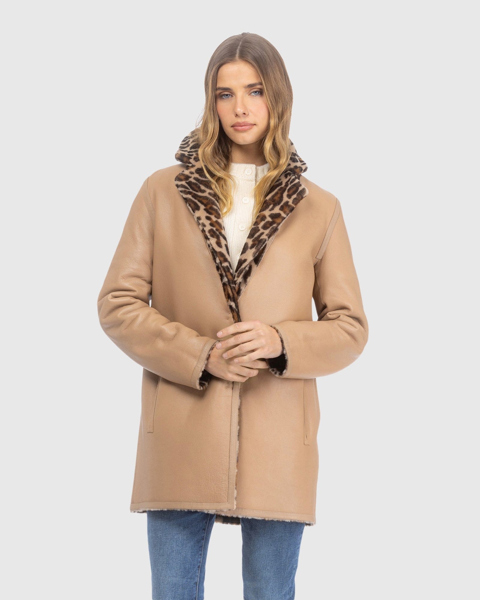 Reversible Merino Shearling Lamb Stroller | Animal Print