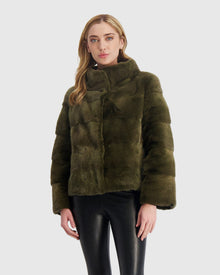 Reversible Mink Jacket | Khaki (V2)