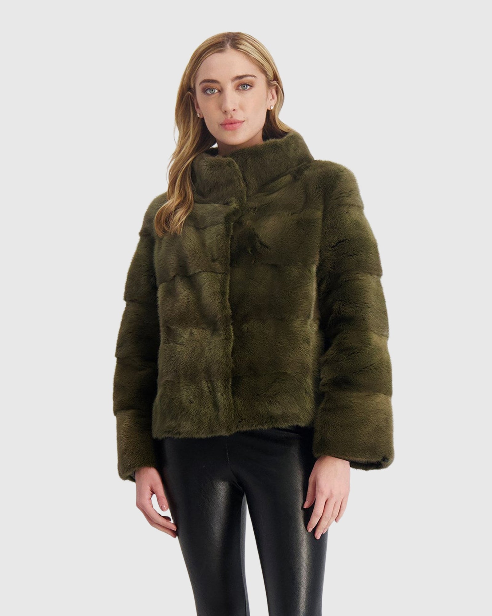 Reversible Mink Jacket | Khaki (V2)