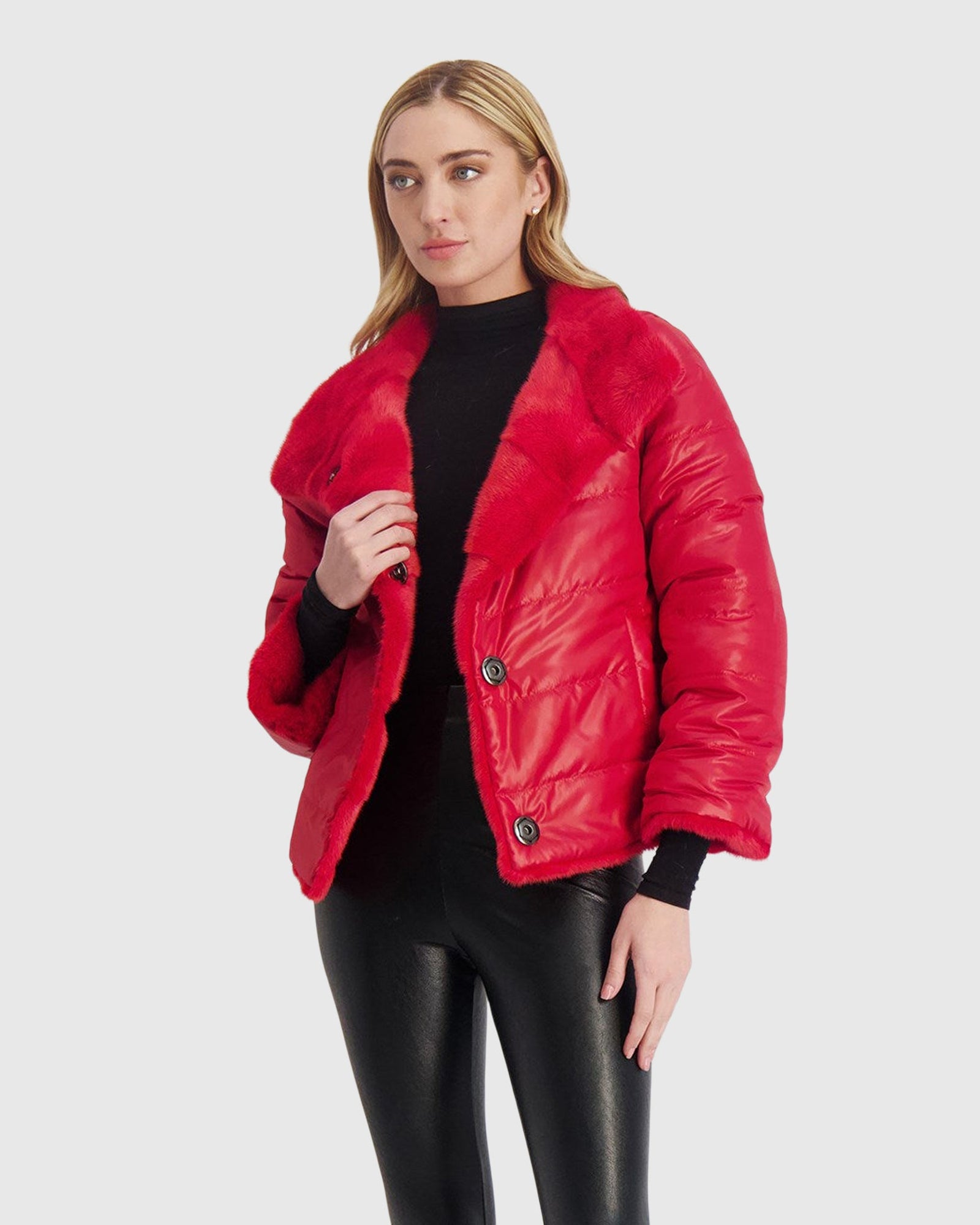 Reversible Mink Jacket | Royal Red