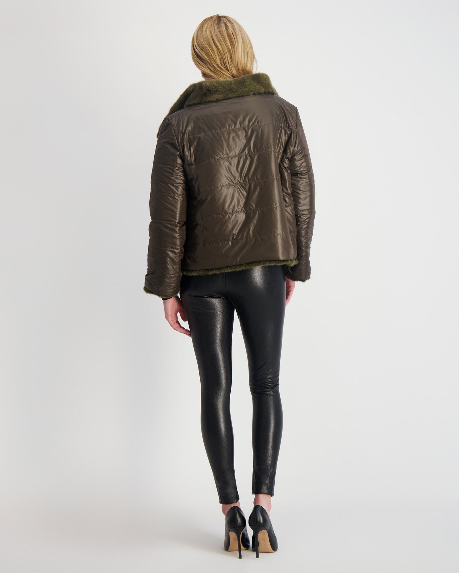Reversible Mink Jacket | Khaki (V2)