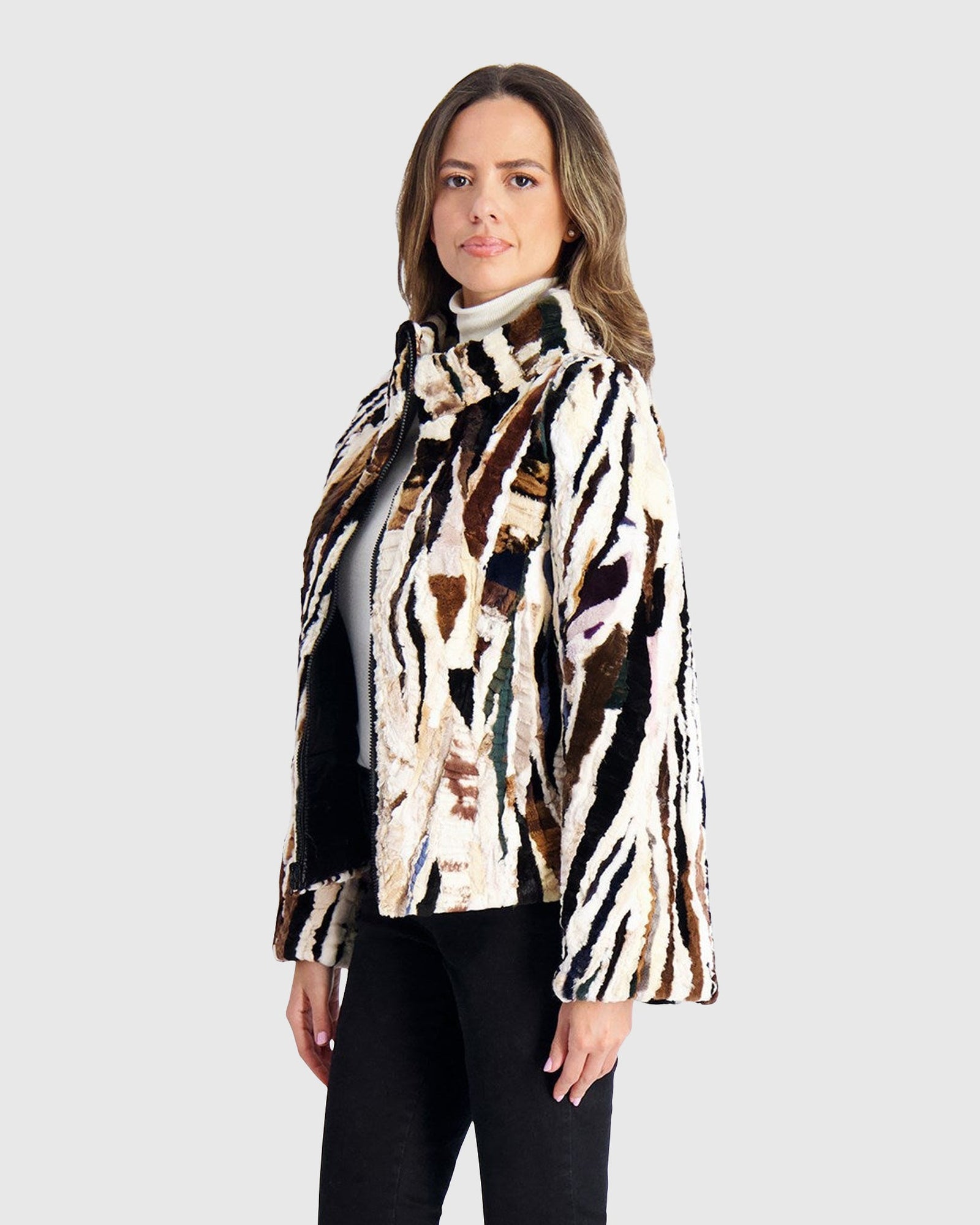 Reversible Mink Sections Jacket | Multi