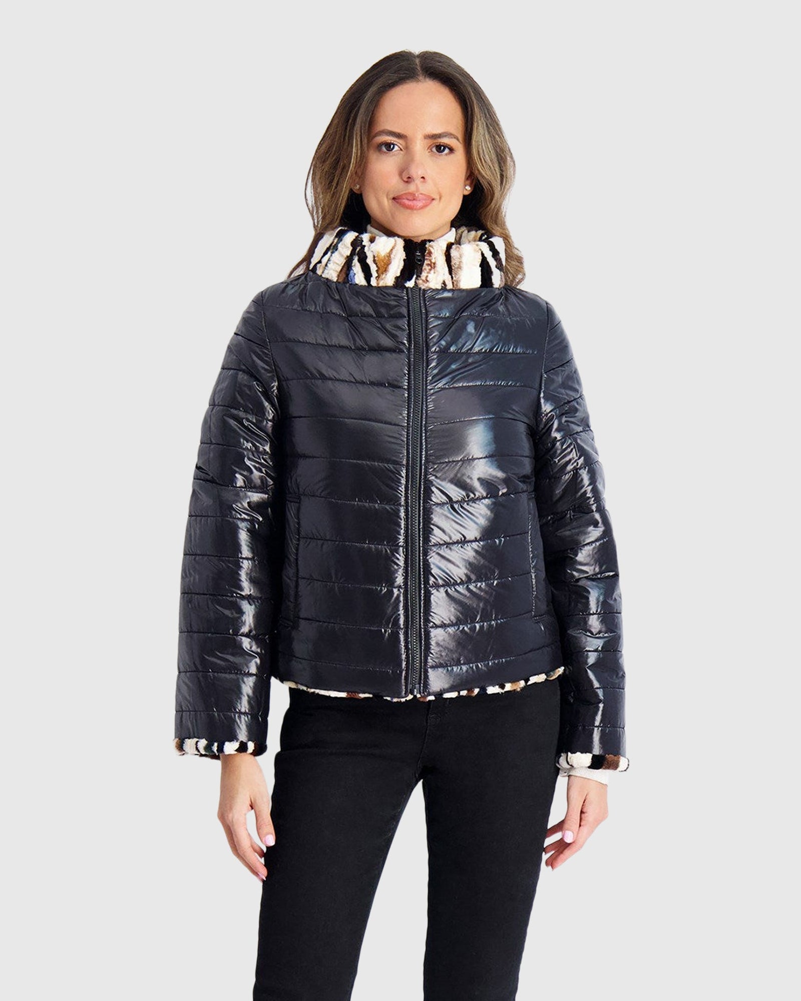 Reversible Mink Sections Jacket | Multi