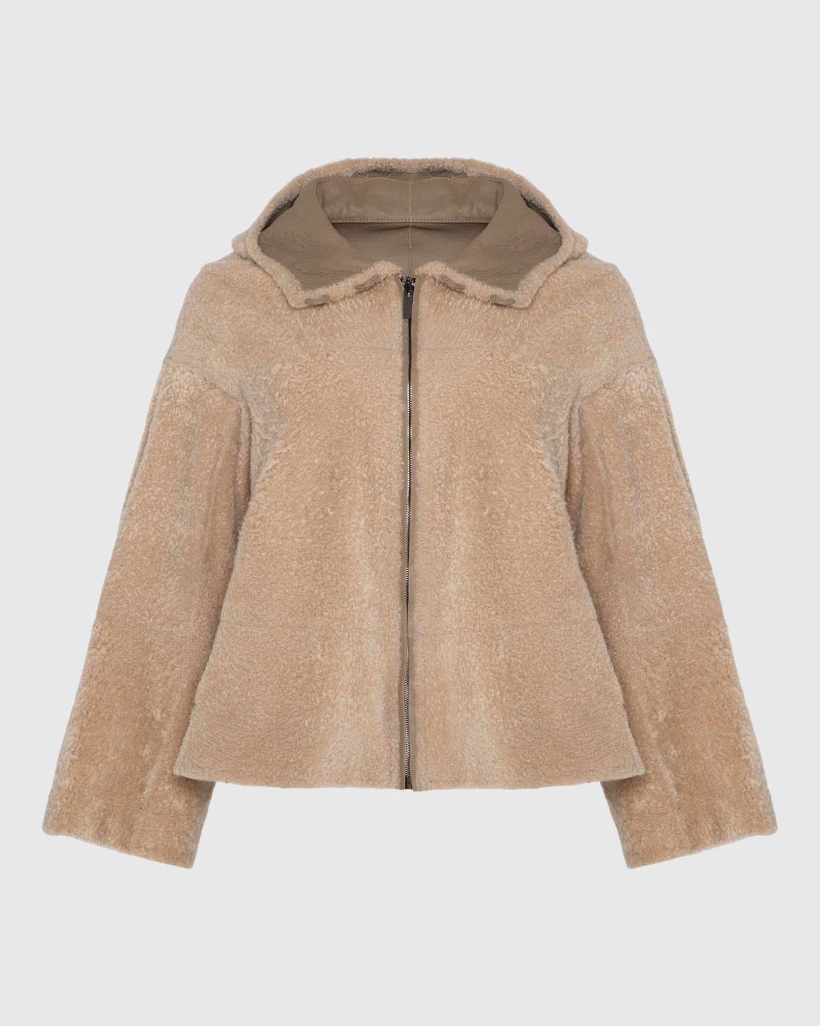 Reversible New Zealand Shearling Lamb Zip Parka | Honey