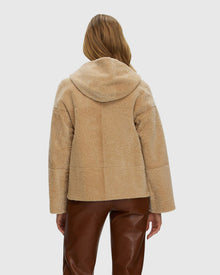 Reversible New Zealand Shearling Lamb Zip Parka | Honey