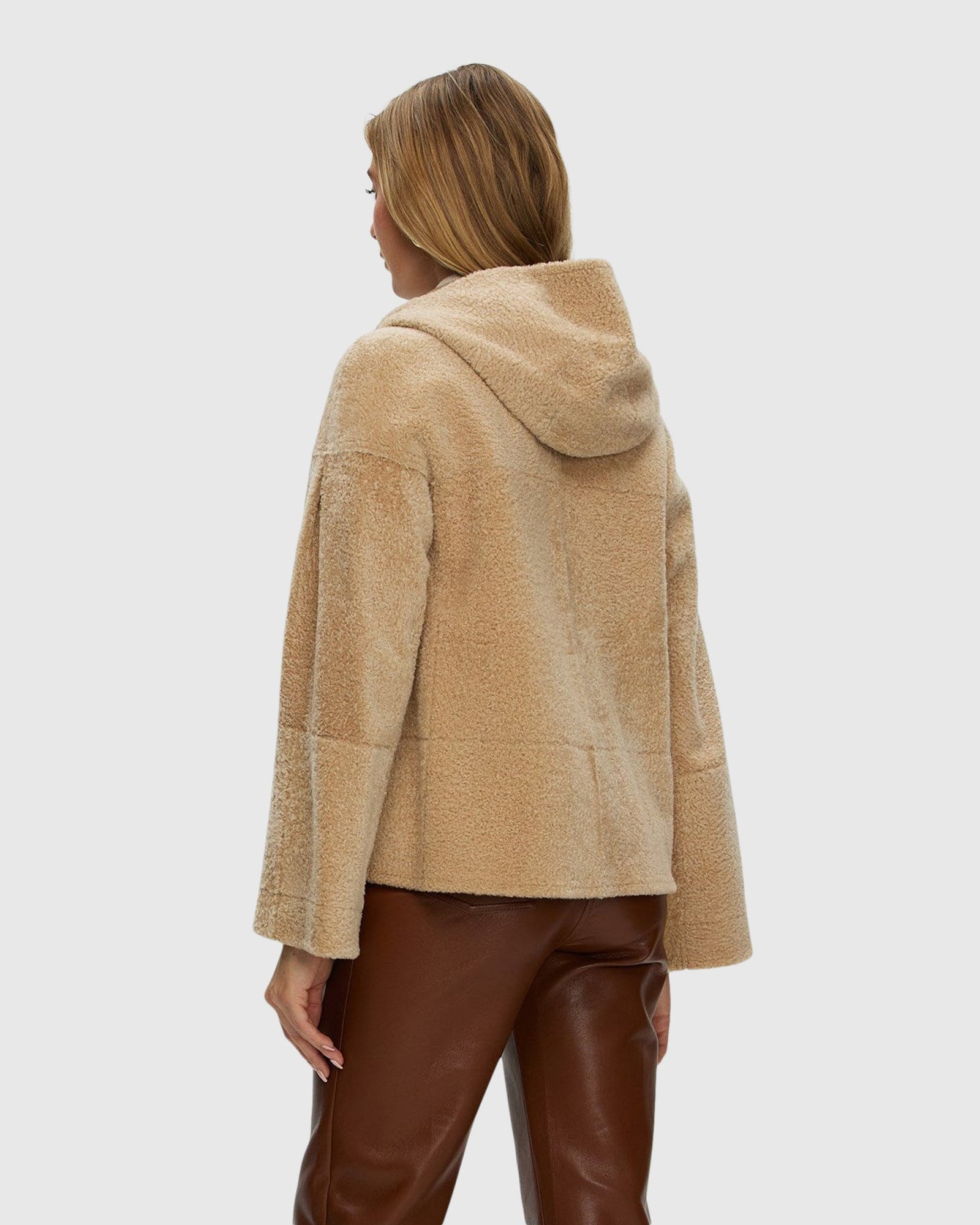 Reversible New Zealand Shearling Lamb Zip Parka | Honey