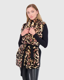 Reversible Rex Rabbit Vest With Wool Back And Belt | Brown Lprd