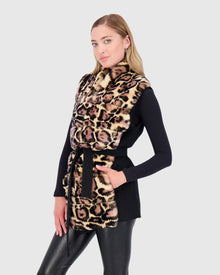 Reversible Rex Rabbit Vest With Wool Back And Belt | Brown Lprd