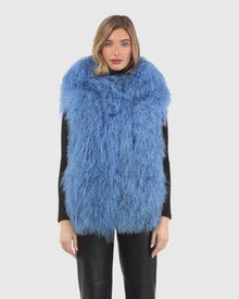 Reversible Select Mongolian Shearling Lamb Vest With Loro Piana Cashmere & Wool Back | Blue/Black