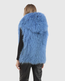 Reversible Select Mongolian Shearling Lamb Vest With Loro Piana Cashmere & Wool Back | Blue/Black