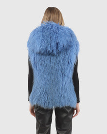 Reversible Select Mongolian Shearling Lamb Vest With Loro Piana Cashmere & Wool Back | Blue/Black