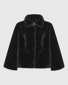 Reversible Select Shearling Jacket With Embroiderd Trim | Black/Black