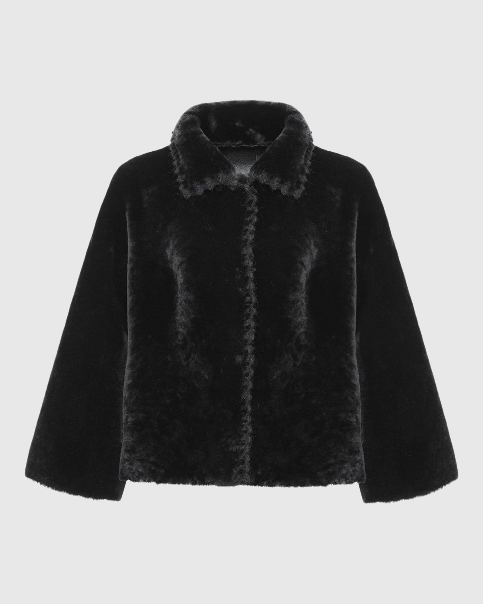 Reversible Select Shearling Jacket With Embroiderd Trim | Black/Black