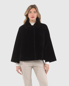 Reversible Select Shearling Jacket With Embroiderd Trim | Black/Black