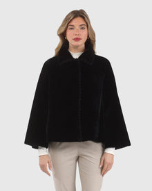 Reversible Select Shearling Jacket With Embroiderd Trim | Black/Black