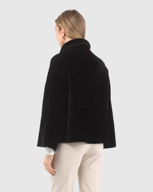 Reversible Select Shearling Jacket With Embroiderd Trim | Black/Black