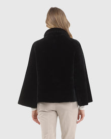 Reversible Select Shearling Jacket With Embroiderd Trim | Black/Black